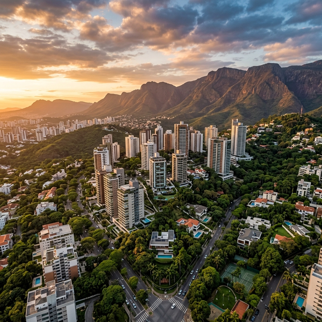 Vista aérea de Belo Horizonte por drone
